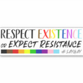 存在を尊重するか抵抗を期待LGBTQ+ シール (正面)