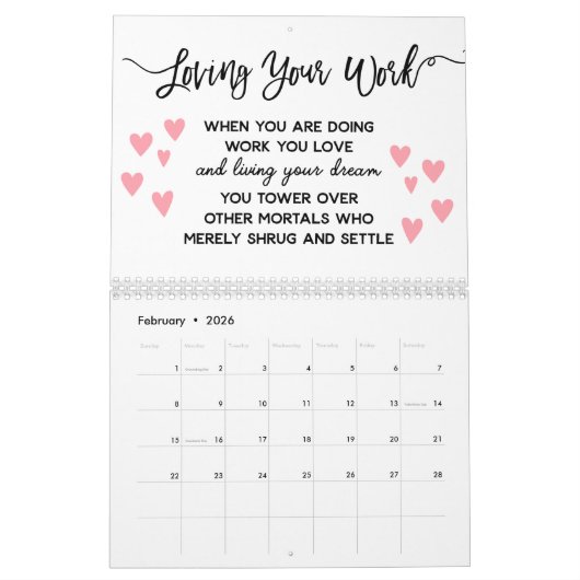 季節ことわざの毎月のリマやる気を起こさせるインダー カレンダー (2月 2026)