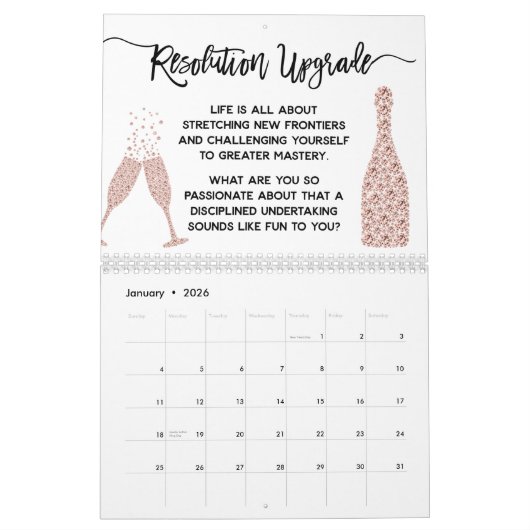 季節ことわざの毎月のリマやる気を起こさせるインダー カレンダー (1月 2026)