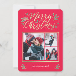 季節ごとのグロー3フォトクリスマスカード シーズンカード