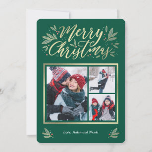 季節ごとのグロー3フォトクリスマスカード シーズンカード