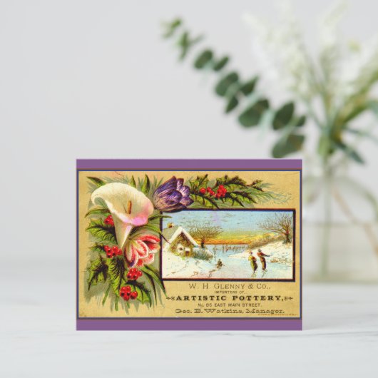 季節ごとのレミンス：氷スケートで滑る ポストカード (スタンド正面)