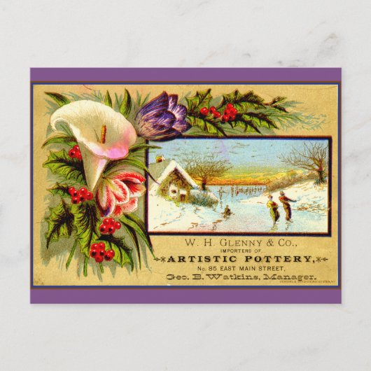 季節ごとのレミンス:氷スケートで滑る ポストカード (正面)