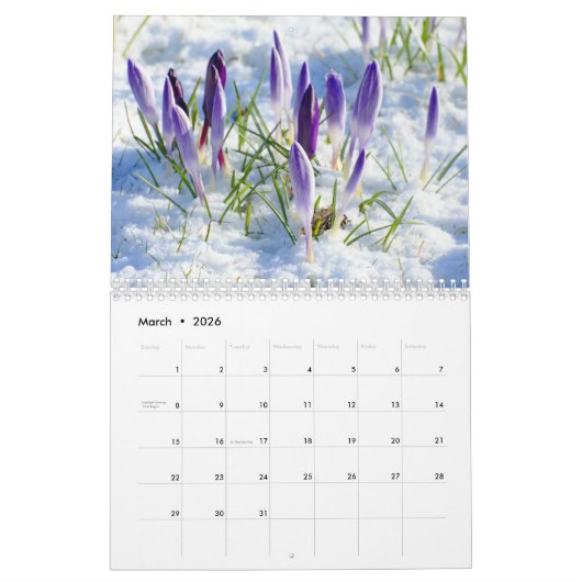季節ごとの写真カレンパーソナライズされたダー カレンダー (3月 2026)