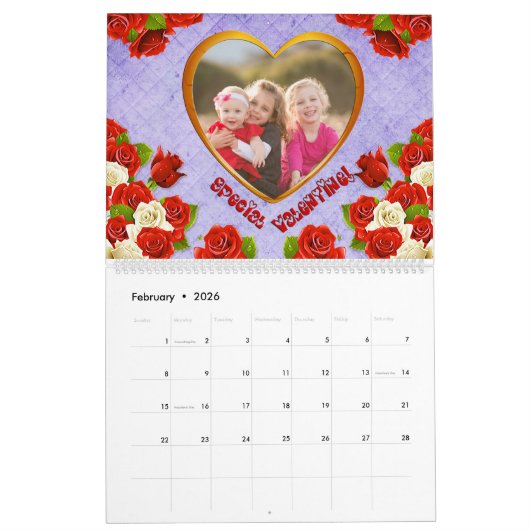 季節ごとの家族の写真フレームのパーソナライズされた画像 カレンダー (2月 2026)