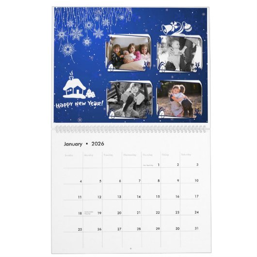 季節ごとの家族の写真フレームのパーソナライズされた画像 カレンダー (1月 2026)