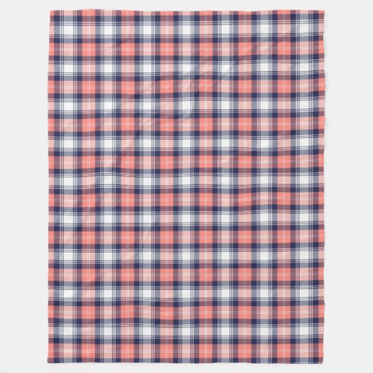 季節ごとの暖かいサンゴ海軍の格子毛布 フリースブランケット (正面)