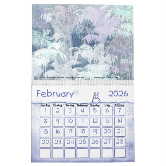 季節によるファインアートの12か月 カレンダー (2月 2026)