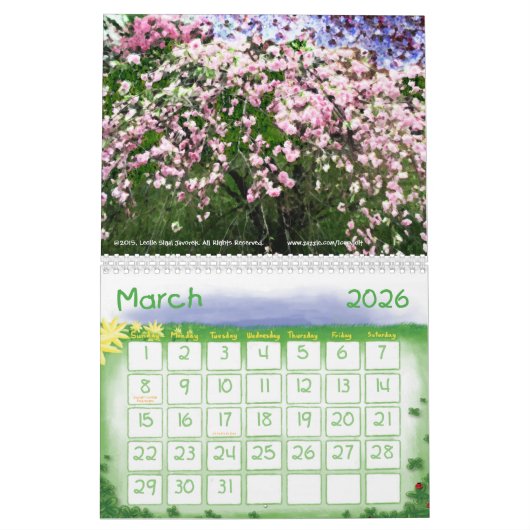 季節によるファインアートの12か月 カレンダー (3月 2026)