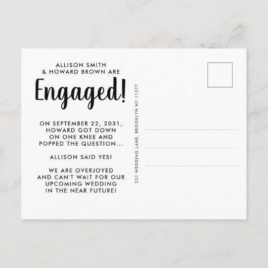 季節に輝きをエンゲージメント写真ホリデーエンゲージメント 案内ポストカード (裏面)