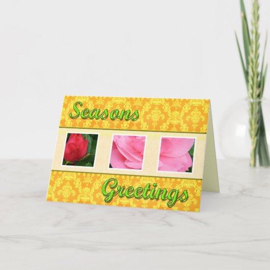 季節のあいさつピンクのバラの花 シーズンカード (正面)