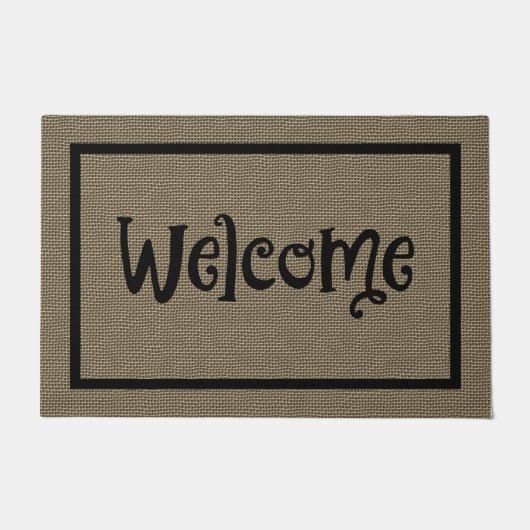 季節のおもしろい秋フェイクバーラップウェルカムマットラージ ドアマット (正面)