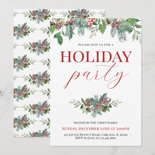 季節のお祝い ホリデーパーティー 招待状 (正面/裏面)