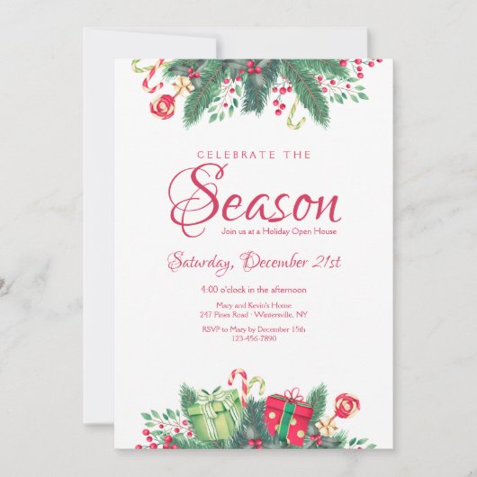 季節のお祝い ホリデー オープン ハウス 招待状 (正面)