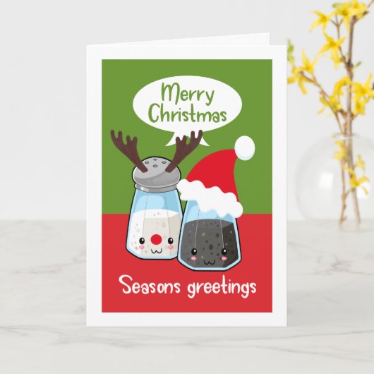 季節のごあいさつおもしろい塩コショウ食品をテーマ カード (黄色い花)