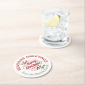 季節のごあいさつのメリークリスマスのタイポグラフィ ラウンドペーパーコースター (インサイチュ)