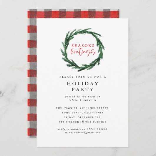 季節のごあいさつの企業のなクリスマス・パーティ 招待状 (正面/裏面)