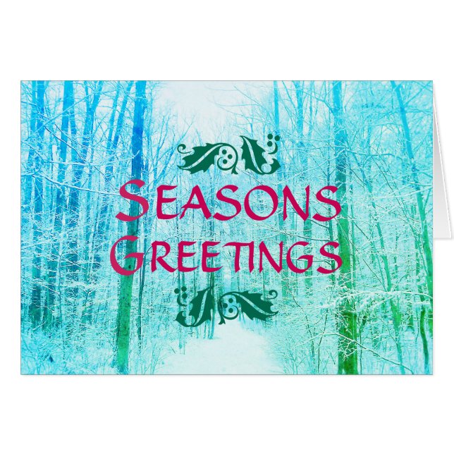 季節のごあいさつの冬の森の青カード (正面横)