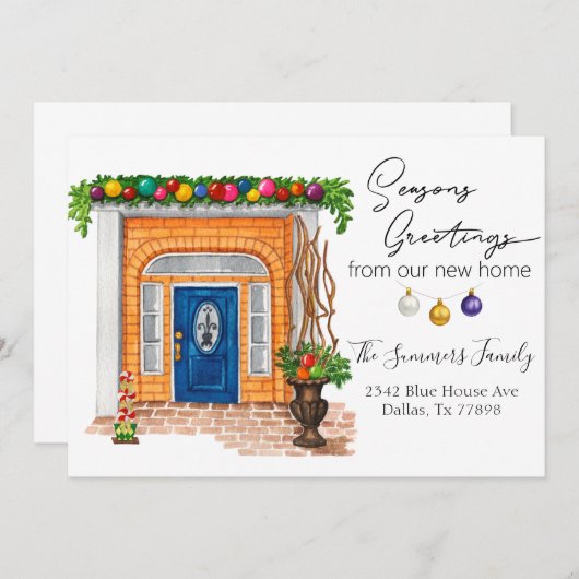 季節のごあいさつの新しいホームの移動告知 招待状 (正面/裏面)