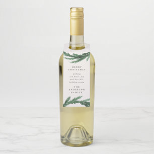 季節のごあいさつの水彩画のリースのモダンの休日 ボトルネックタグ