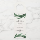 季節のごあいさつの水彩画のリースのモダンの休日 ボトルネックタグ (正面)