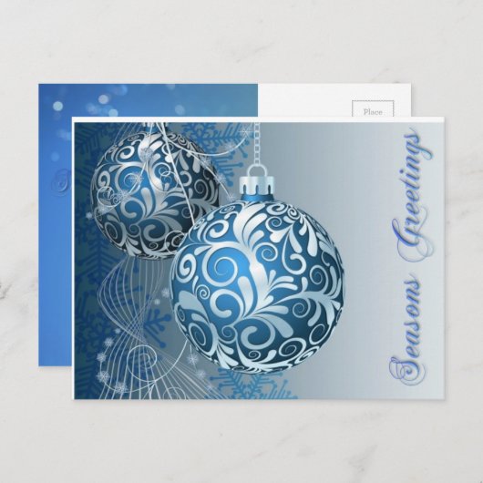 季節のごあいさつの青いつまらないものの郵便はがき シーズンポストカード (正面/裏面)