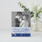 季節のごあいさつの青い雪片の写真の郵便はがき シーズンポストカード (スタンド正面)