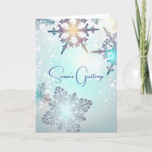 季節のごあいさつアイスブルースノーフレーク サンキューカード (正面)