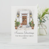 季節のごあいさつウォーターカラーハウスアンドドッグ シーズンカード (スタンド正面)