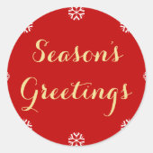 季節のごあいさつエレガントスノードレッドフェイク金ゴールド ラウンドシール (正面)