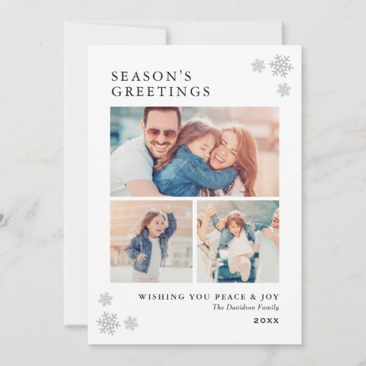 季節のごあいさつエレガントプラチナフォトコラージュ シーズンカード (正面)