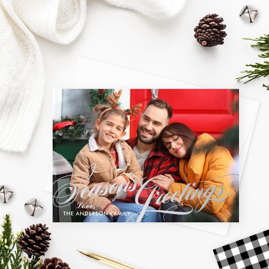 季節のごあいさつエレガント書道台本の写真 箔シーズンカード