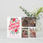 季節のごあいさつカスタム3フォトグリッドホリデー カード (スタンド正面)