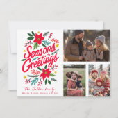 季節のごあいさつカスタム3フォトグリッドホリデー カード (正面)