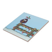 季節のごあいさつカートゥーンバードオンフェンス タイル (側面)