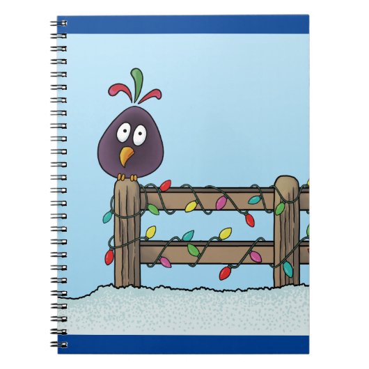 季節のごあいさつカートゥーンバードオンフェンス ノートブック (正面)