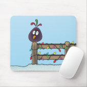 季節のごあいさつカートゥーンバードオンフェンス マウスパッド (マウス)