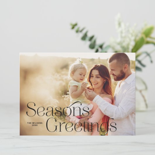 季節のごあいさつカード黒 招待状 (スタンド正面)