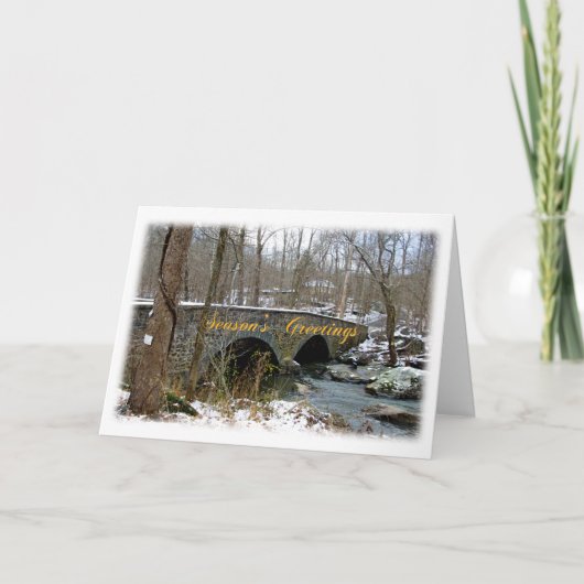 季節のごあいさつカード – 石のアーチ橋 – 雪 シーズンカード (正面)