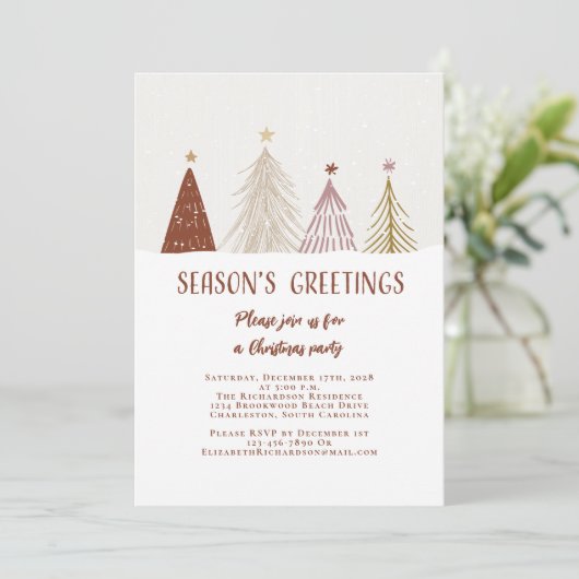 季節のごあいさつクリスマスツリーエレガントパーティー 招待状 (スタンド正面)