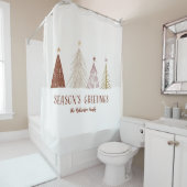 季節のごあいさつクリスマスツリーズファミリー名シック シャワーカーテン (インサイチュ)