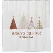 季節のごあいさつクリスマスツリーズファミリー名シック シャワーカーテン (正面)