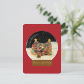 季節のごあいさつクリスマスツリーワームのスノーグローブ カード (スタンド正面)