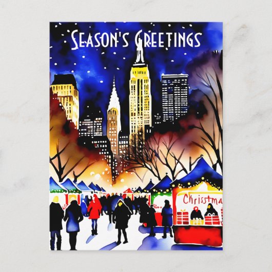 季節のごあいさつクリスマスナイトマーケットニューヨーク ポストカード (正面)