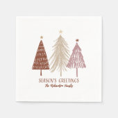 季節のごあいさつクリスマスフェスティバルツリーズホリデイ スタンダードカクテルナプキン (正面)