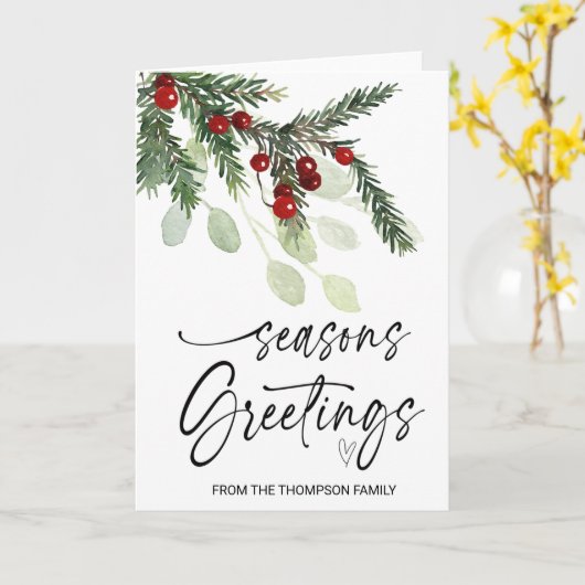 季節のごあいさつクリスマスプレゼント友人ファミリー カード (黄色い花)