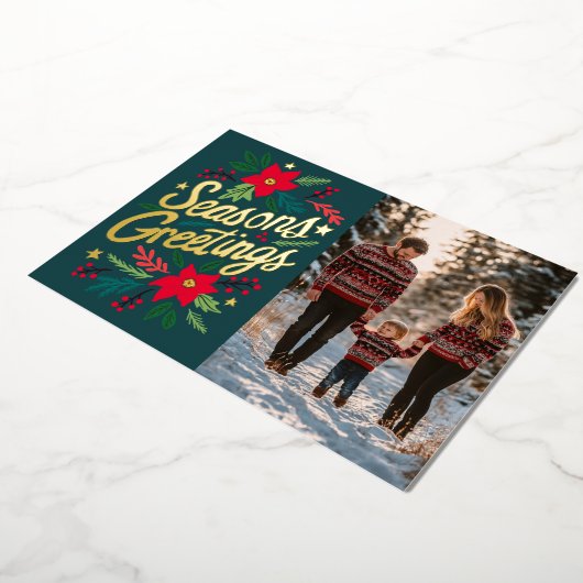 季節のごあいさつクリスマスホリデーカスタムズPHOTO 箔シーズンカード (回転した状態)