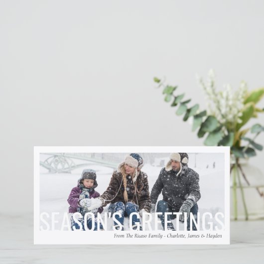 季節のごあいさつクリスマスホリデーカットアウトフォト カード (スタンド正面)