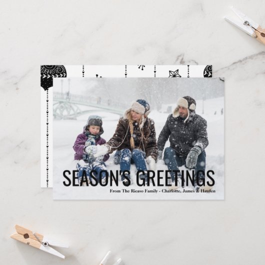 季節のごあいさつクリスマスホリデー写真 カード (正面/裏面インサイチュ)