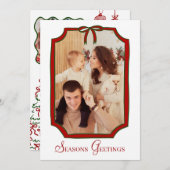 季節のごあいさつクリスマスボウフォトカード 招待状 (正面/裏面)